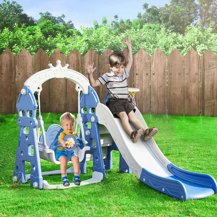 Kids Slide Swing Basketball Ring Hoop Activity Center