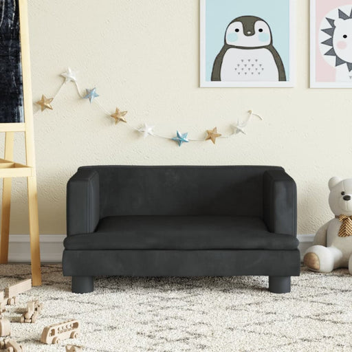 Kids Sofa Black 60x40x30 Cm Velvet Tokltxo