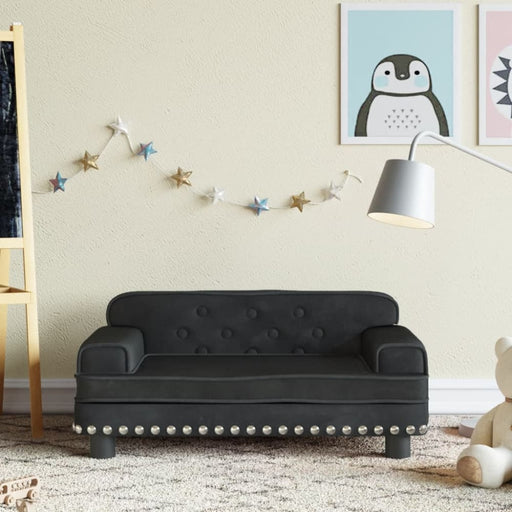 Kids Sofa Black 70x45x30 Cm Velvet Toklxki