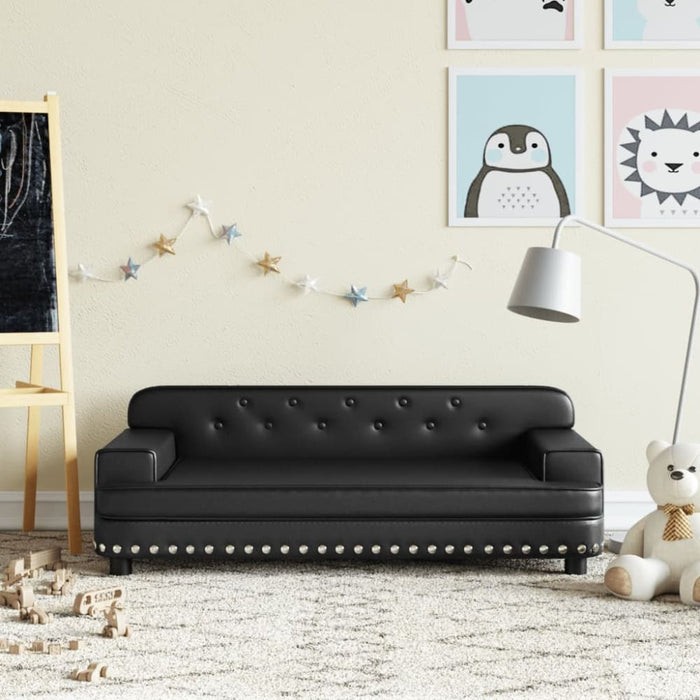 Kids Sofa Black 90x53x30 Cm Faux Leather Toklxni