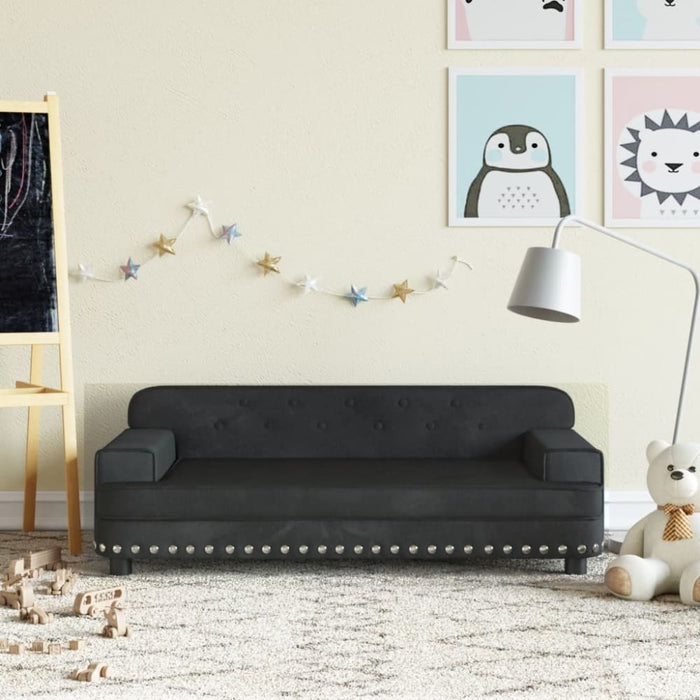 Kids Sofa Black 90x53x30 Cm Velvet Toklxnt