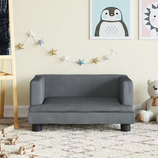 Kids Sofa Dark Grey 60x40x30 Cm Velvet Tokltok