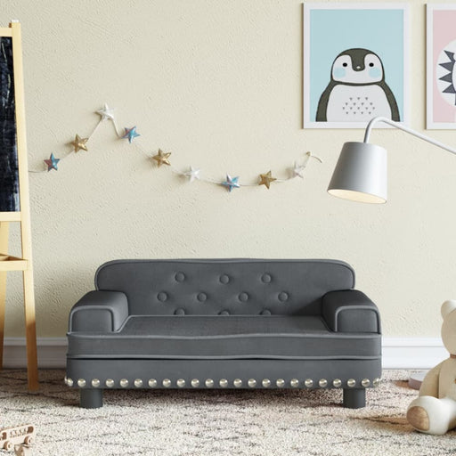 Kids Sofa Dark Grey 70x45x30 Cm Velvet Toklxkp