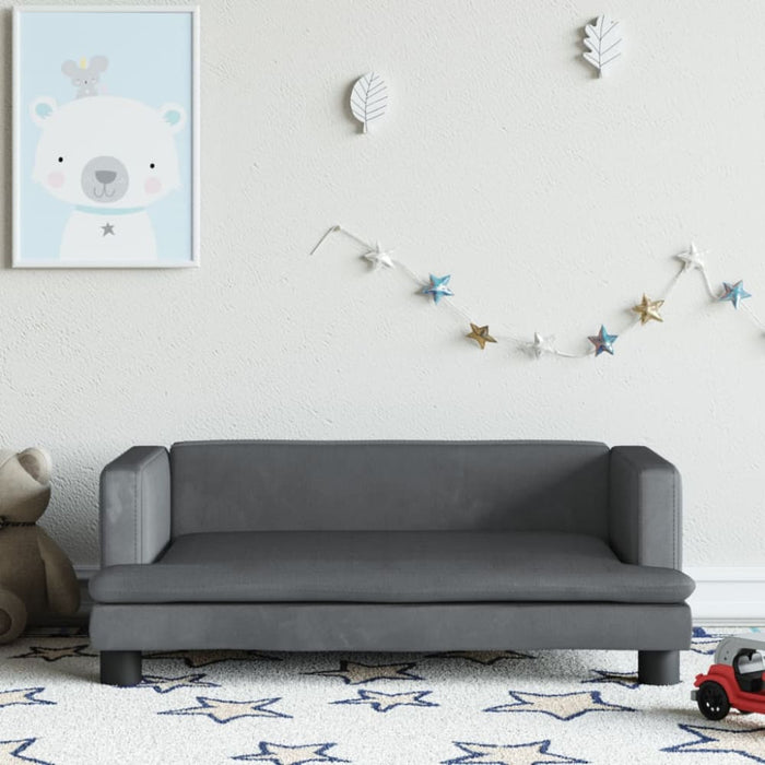 Kids Sofa Dark Grey 80x45x30 Cm Velvet Tokltbi