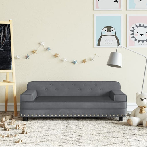 Kids Sofa Dark Grey 90x53x30 Cm Velvet Toklxno