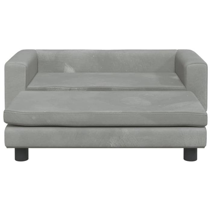 Kids Sofa With Footstool Light Grey 100x50x30 Cm Velvet