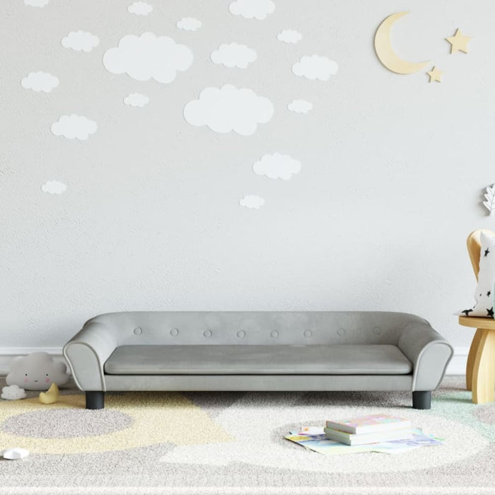 Kids Sofa Light Grey 100x50x26 Cm Velvet Tokltka