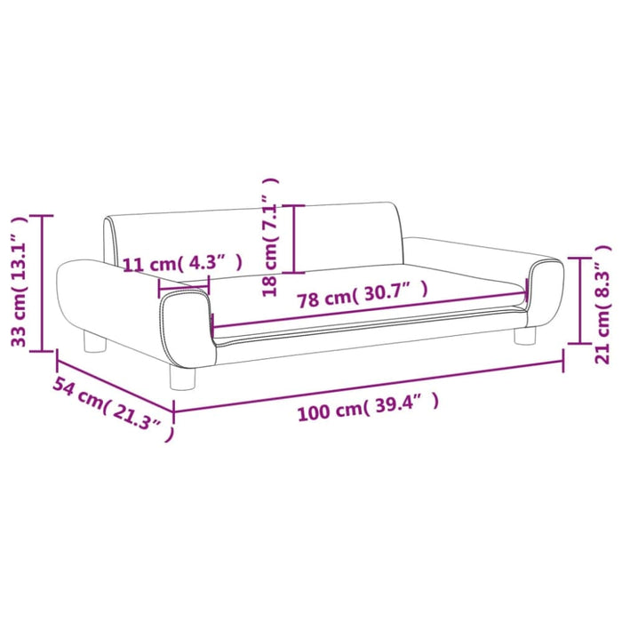 Kids Sofa Light Grey 100x54x33 Cm Velvet Tokltnb