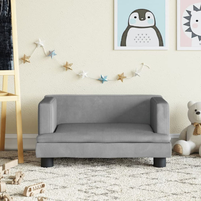 Kids Sofa Light Grey 60x40x30 Cm Velvet Toklton