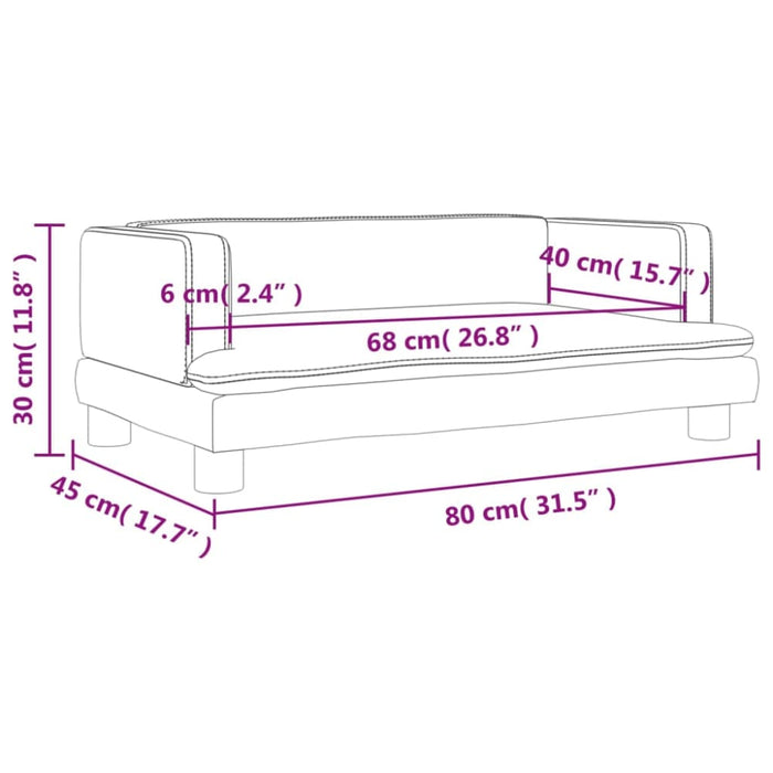 Kids Sofa Light Grey 80x45x30 Cm Velvet Tokltbl