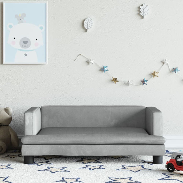 Kids Sofa Light Grey 80x45x30 Cm Velvet Tokltbl