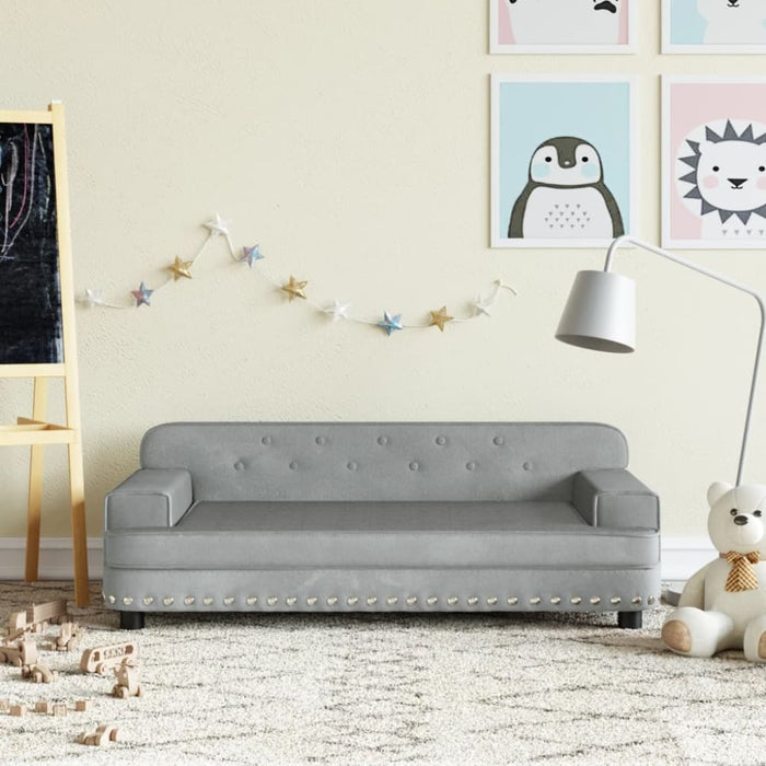 Kids Sofa Light Grey 90x53x30 Cm Velvet Toklxnb