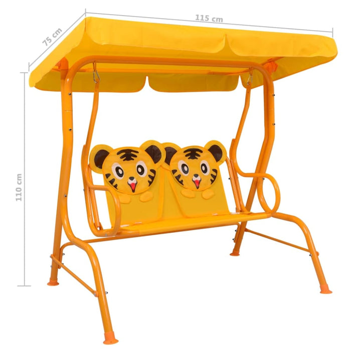 Kids Swing Bench Yellow 115x75x110 Cm Fabric Anbkn