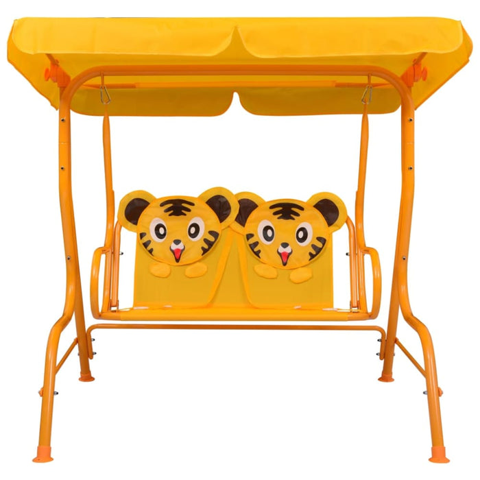 Kids Swing Bench Yellow 115x75x110 Cm Fabric Anbkn