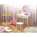 Kids Vanity Makeup Dressing Table Chair Set Wooden Leg