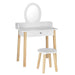 Kids Vanity Makeup Dressing Table Chair Set Wooden Leg