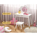 Kids Vanity Makeup Dressing Table Chair Set Wooden Mirror