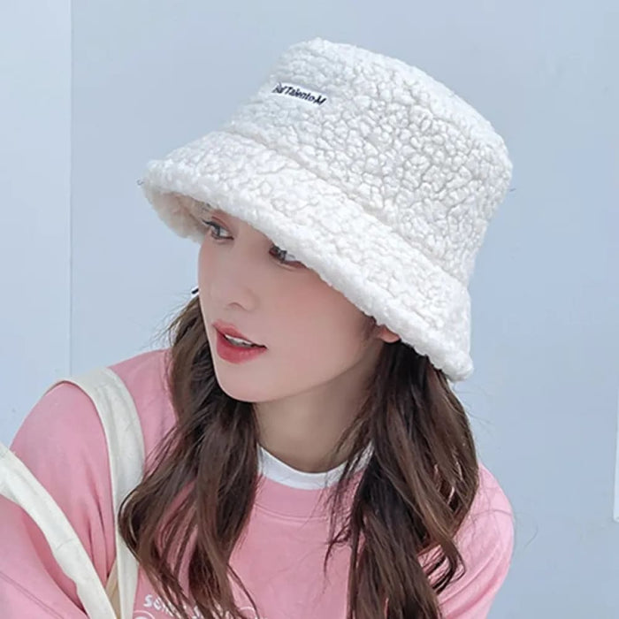 Kids Winter Bucket Hat Cute Lamb Wool Fisherman For Boys