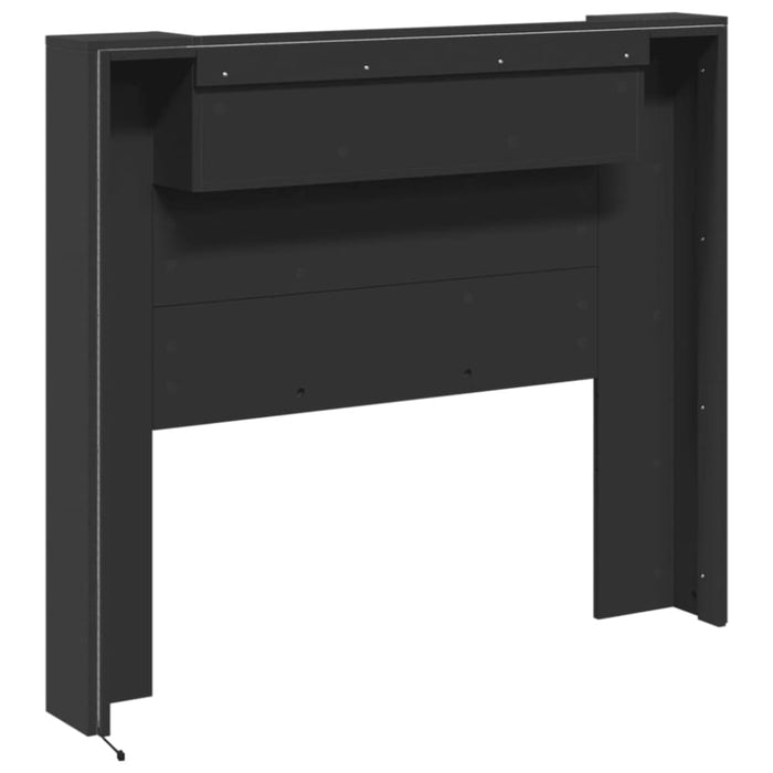 King Single Size Headboard Cabinet With Led Black