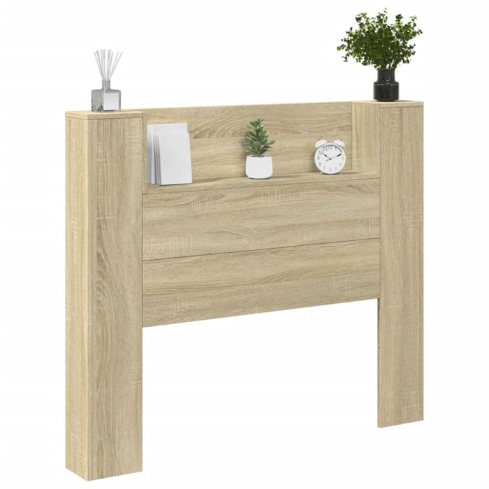 King Single Size Headboard Cabinet With Led Sonoma Oak