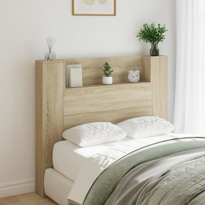 King Single Size Headboard Cabinet With Led Sonoma Oak