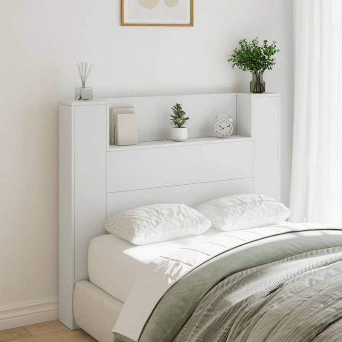 King Single Size Headboard Cabinet With Led White