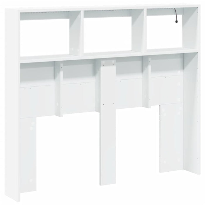 King Single Size Headboard Cabinet With Led White