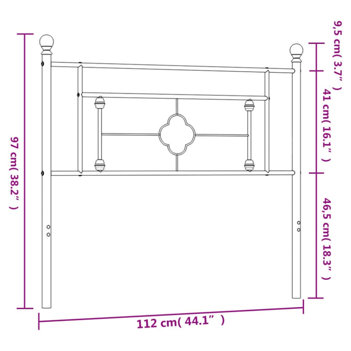 King Single Size Metal Headboard Black 107 Cm Tiatlk