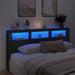 King Size Headboard Cabinet With Led Black 200x17x102 Cm