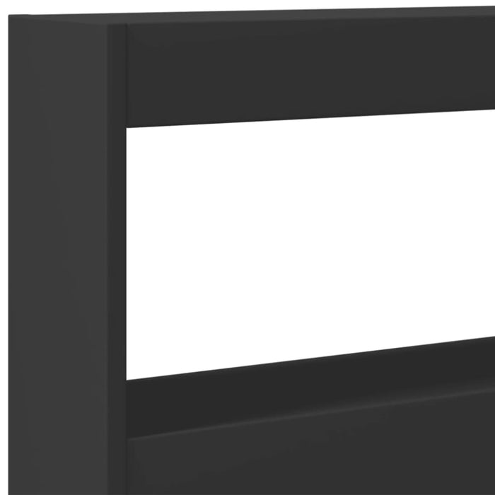 King Size Headboard Cabinet With Led Black 200x17x102 Cm