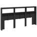 King Size Headboard Cabinet With Led Black 200x17x102 Cm