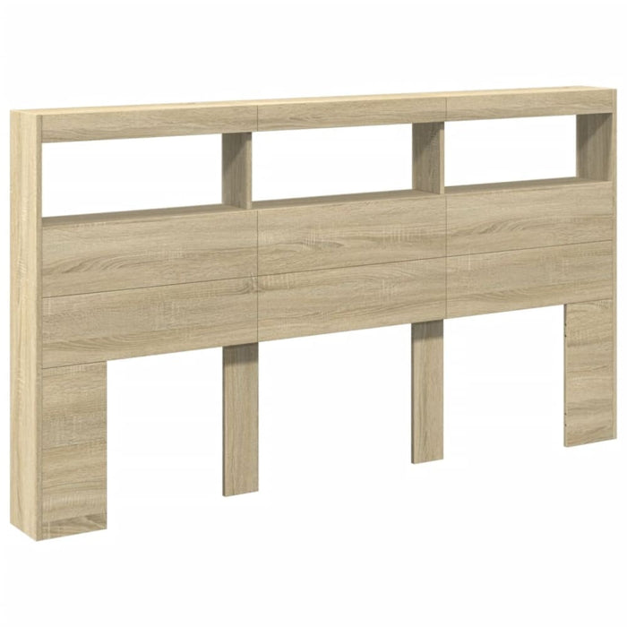 King Size Headboard Cabinet With Led Sonoma Oak 180x17x102