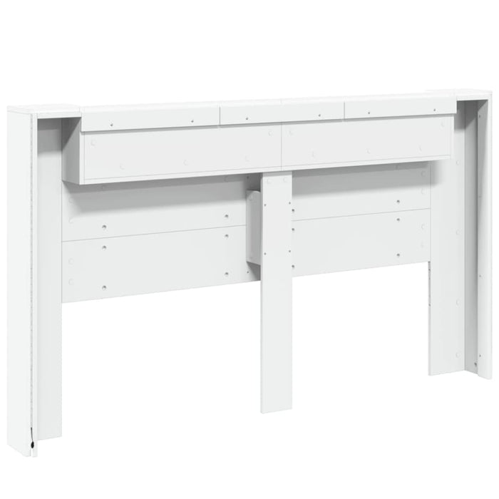 King Size Headboard Cabinet With Led White 180x16.5x103.5