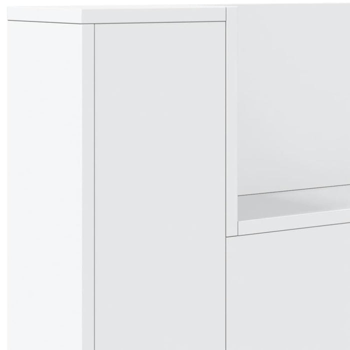 King Size Headboard Cabinet With Led White 180x16.5x103.5