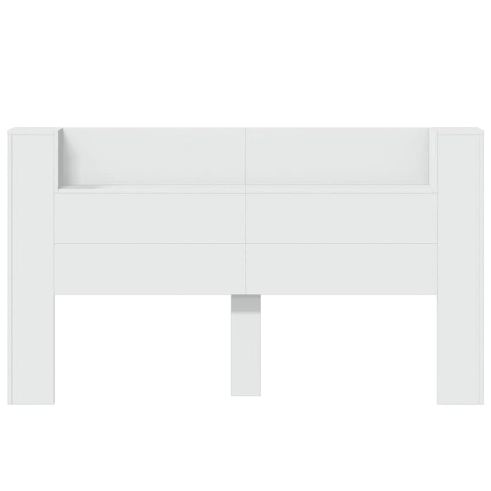 King Size Headboard Cabinet With Led White 180x16.5x103.5