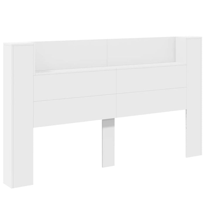 King Size Headboard Cabinet With Led White 180x16.5x103.5