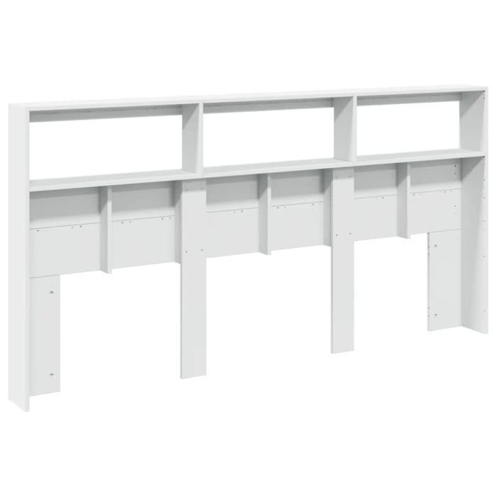 King Size Headboard Cabinet With Led White 200x17x102 Cm