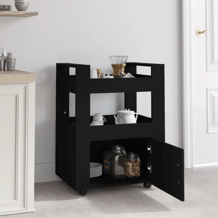 Kitchen Trolley Black 60x45x80 Cm Engineered Wood Nolnxp