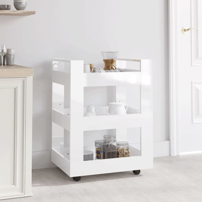 Kitchen Trolley Glossy Look White 60x45x80 Cm Engineered