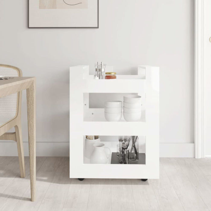 Kitchen Trolley Glossy Look White 60x45x80 Cm Engineered