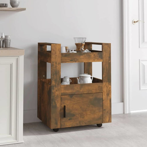 Kitchen Trolley Smoked Oak 60x45x80 Cm Engineered Wood