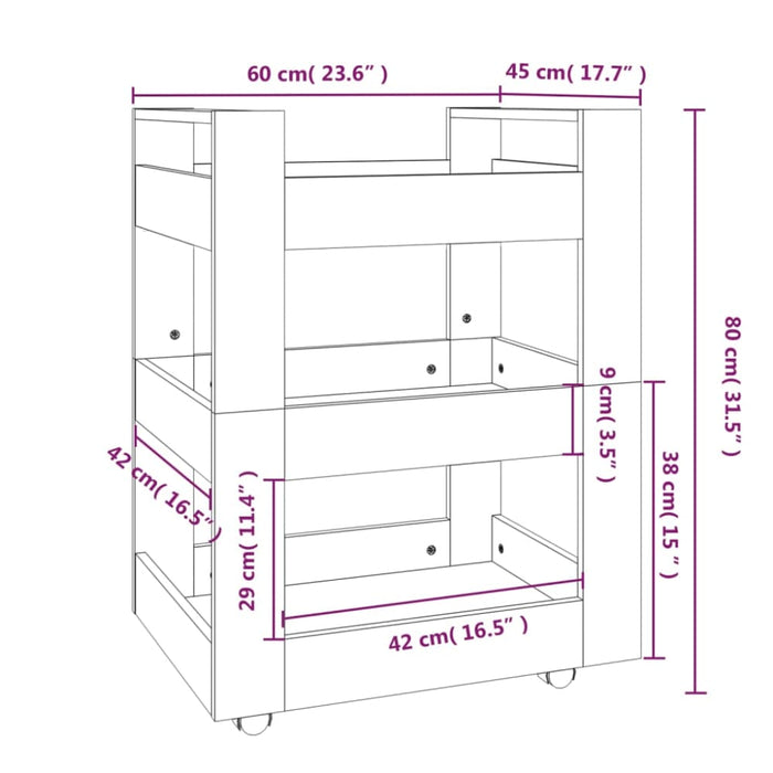 Kitchen Trolley White 60x45x80 Cm Engineered Wood Nolnol