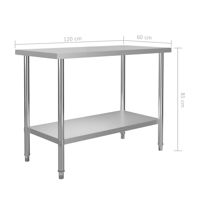 Kitchen Work Table 120x60x85 Cm Stainless Steel Pookb