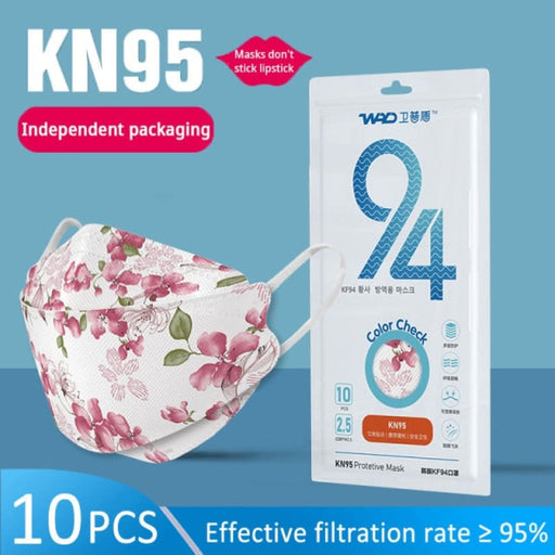 Kn95 Filtering 4 Layers Ladies Printed Mask 10 Pack Pink w