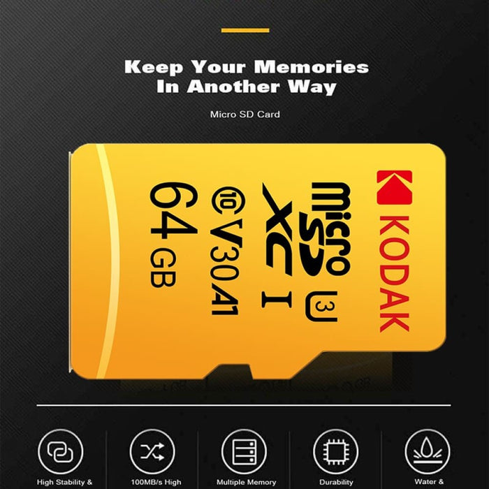 Kodak Micro Sd Card Memory Class 10 64gb U3 4k High Speed