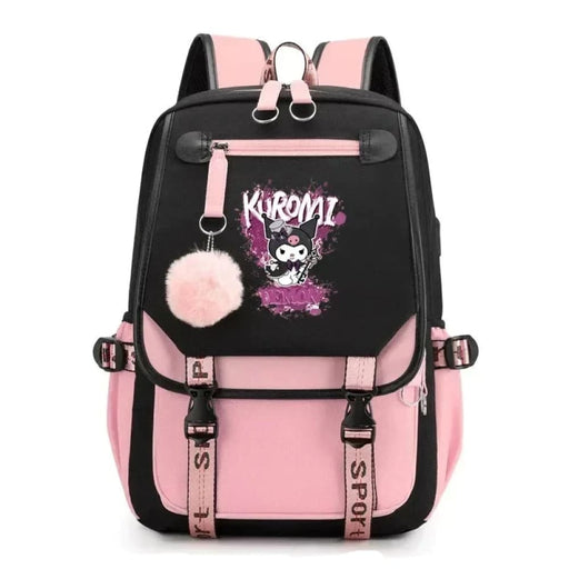 Korean Style Sanrio Kuromi Schoolbag For Students