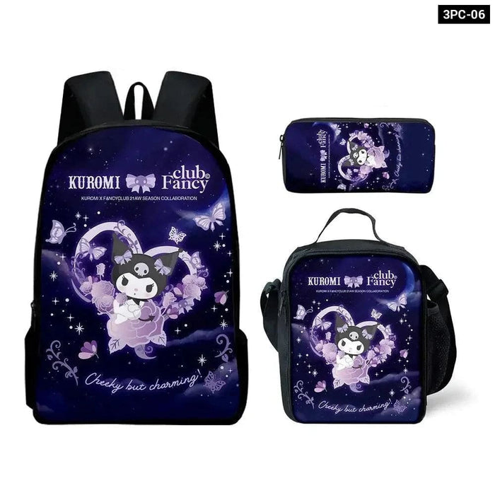 Kuromi Backpack And Pencil Bag Set For Kids