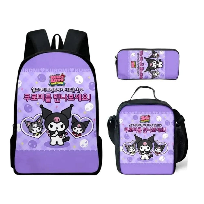 Kuromi Backpack And Pencil Bag Set For Kids