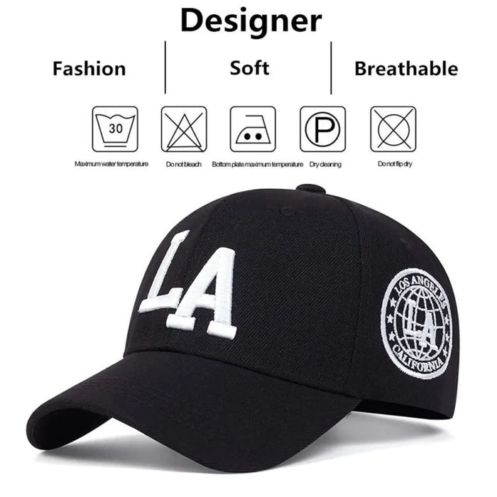 La Letter Embroidery Snapback Baseball Cap Unisex Spring