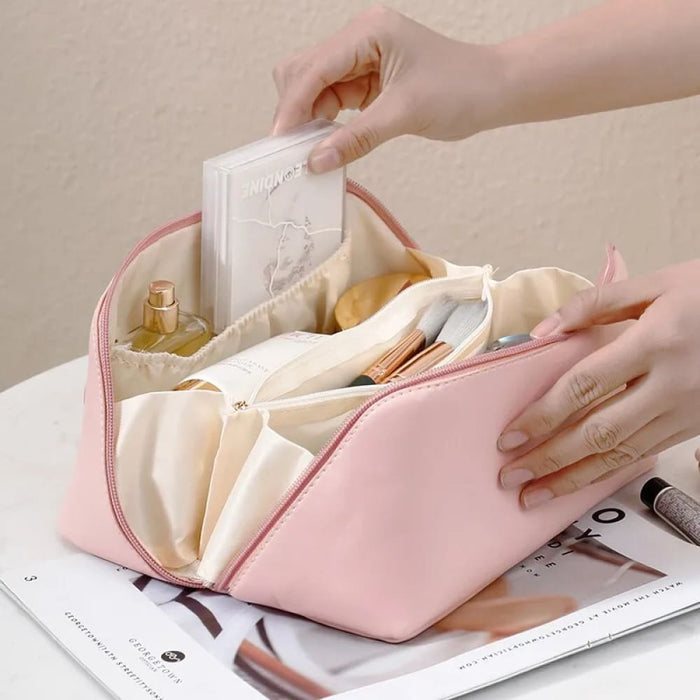 Large Capacity Pu Pillow Cosmetic Bag For Convenient Travel